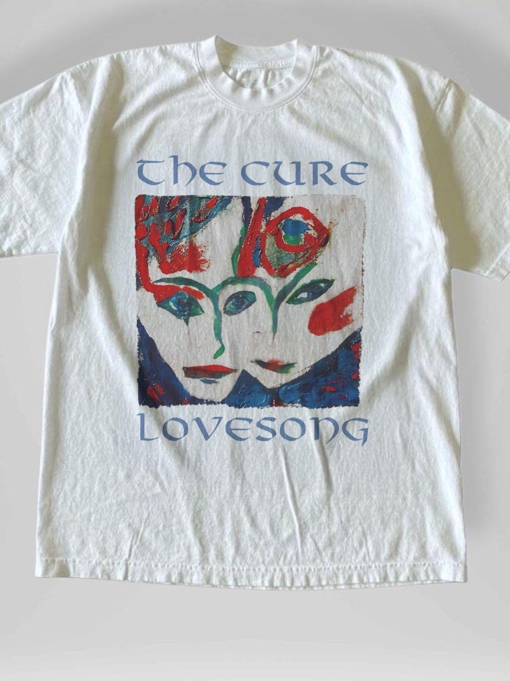 Gildan White The Cure 'Lovesong' Graphic Tee with Red Green Blue Print